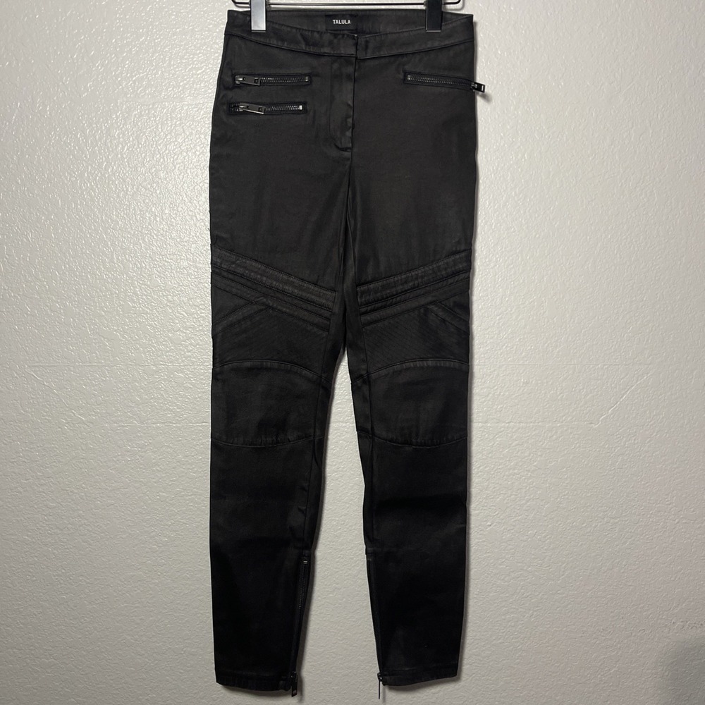 Aritzia Talula Women's Black Ankle Zip Moto Skinny Jeans Size 0 - Picture 1 of 4